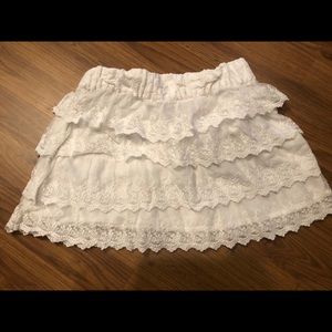 White lace ruffle skirt